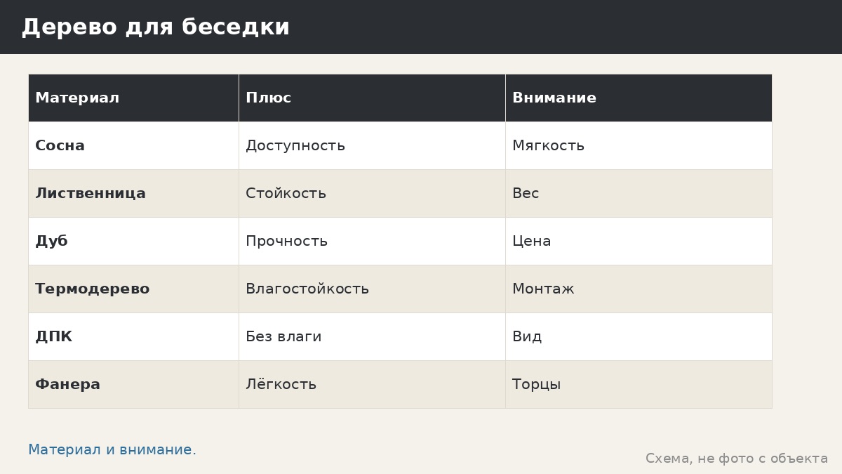 Деревянная мебель для металлической беседки: порода, пропитка, влага и зима