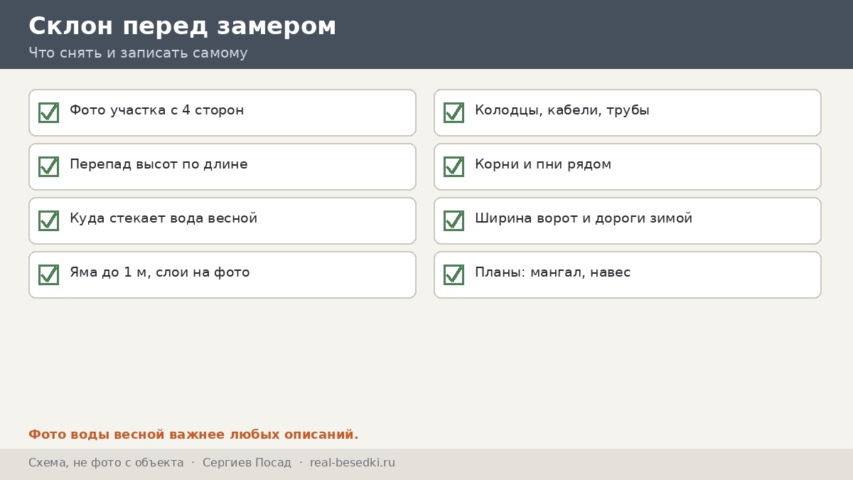 Чек-лист участка перед замером, Сергиев Посад