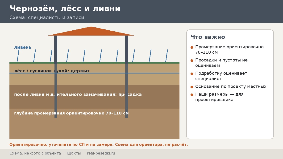 Основание в Шахтах: чернозём, лёсс и размокание грунта — семь неверных предположений о земле под беседкой