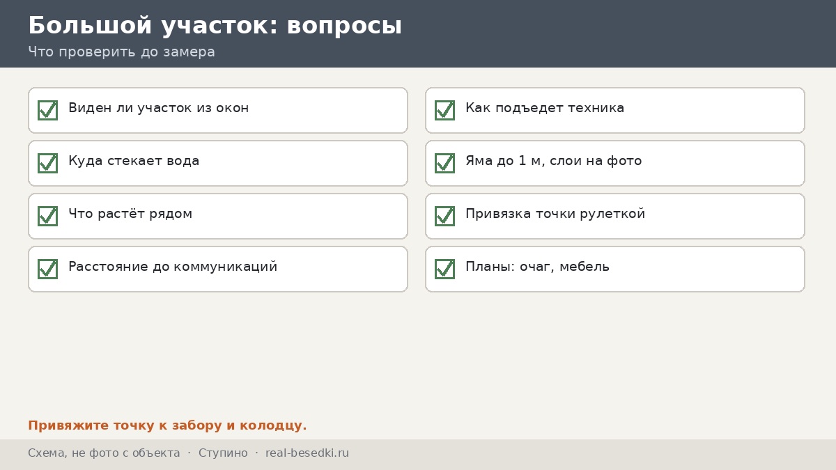 Чек-лист участка перед замером, Ступино