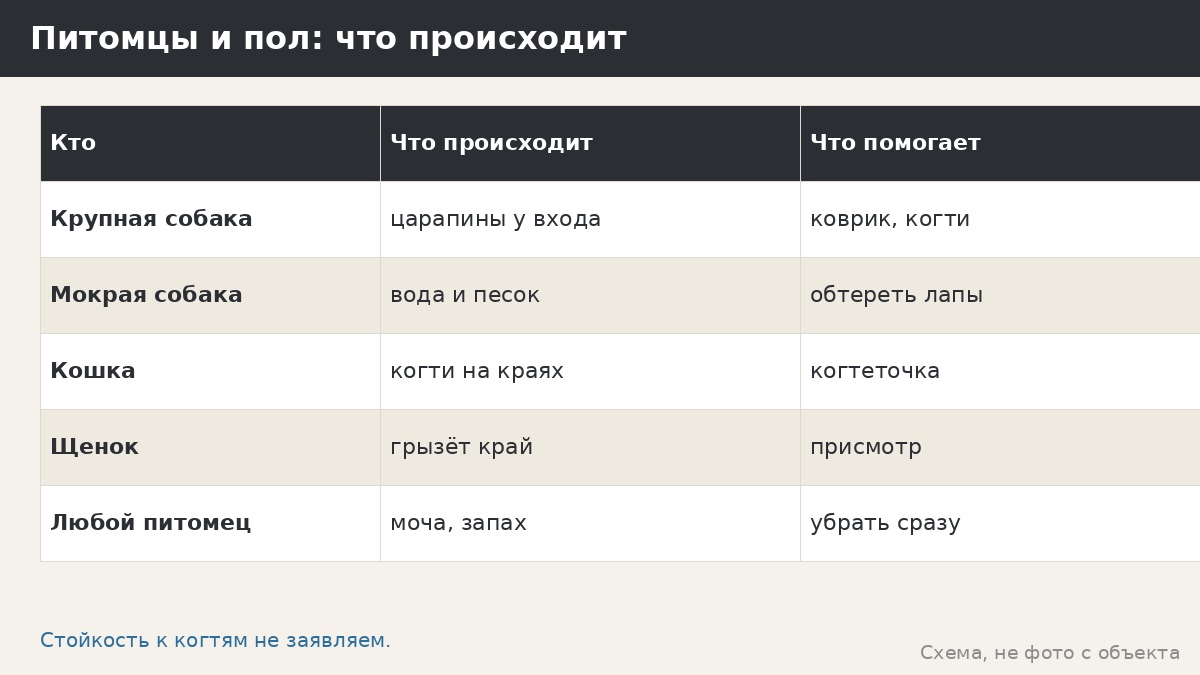 Пол в беседке для собак и кошек: когти, лапы, шерсть и уход