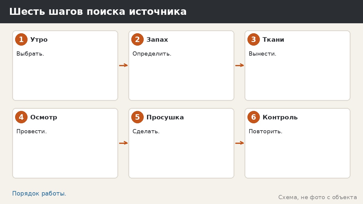 Шесть шагов поиска источника запаха